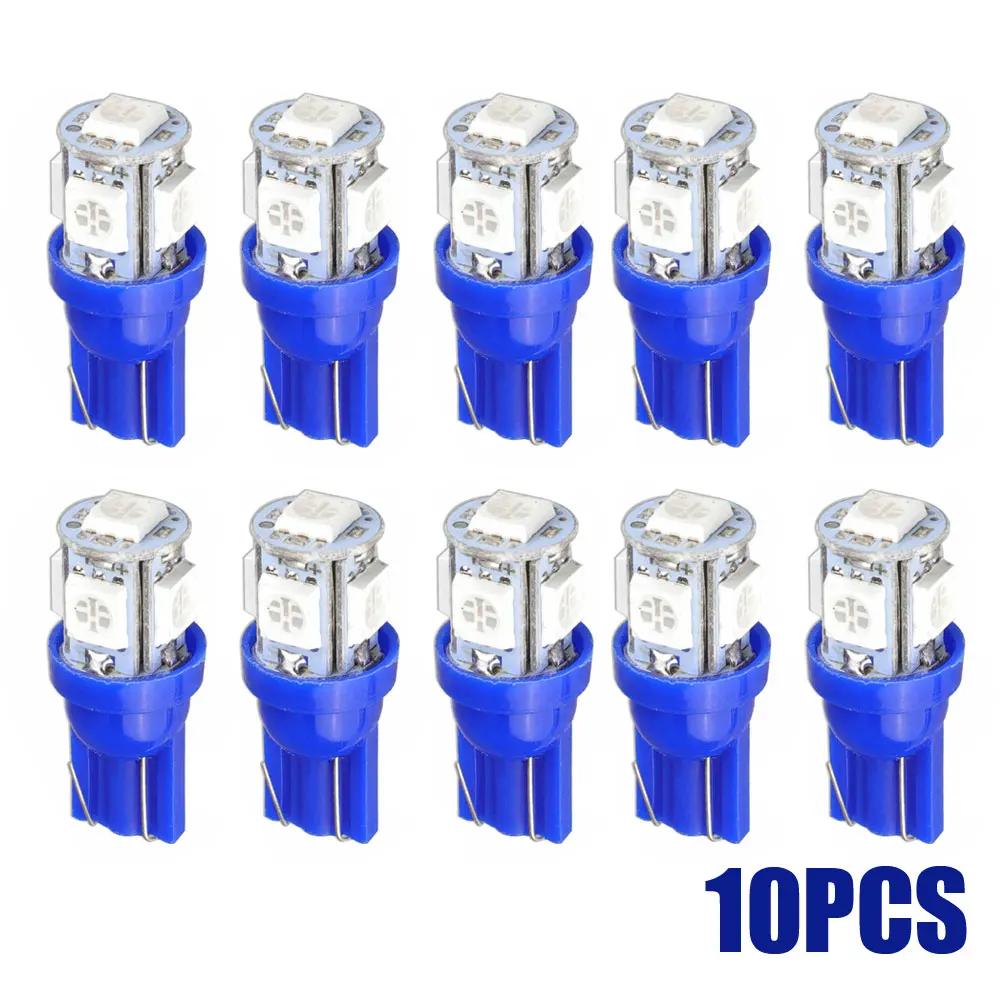 10Pcs Car Wedge Tail Lamp Universal Car T10 158 192 194 168 W5W 5050 SMD 5 LED Light Car Decoration Bulb Auto Light Accessories