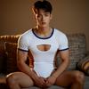 Plus Size Men's Cross-Dressing Erotic Lingerie: Open Crotch Student Outfit, Nipple-Revealing Bodysuit, Seductive Flirtation Uniform