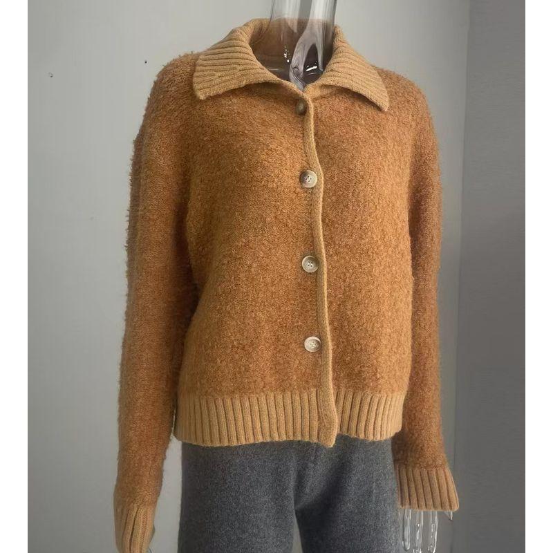 

Fashion Wind New Arrival Loose Lapels Knitting Cardigan Sweater Outwear Cardigan Knitted Sweater Caramel All yards