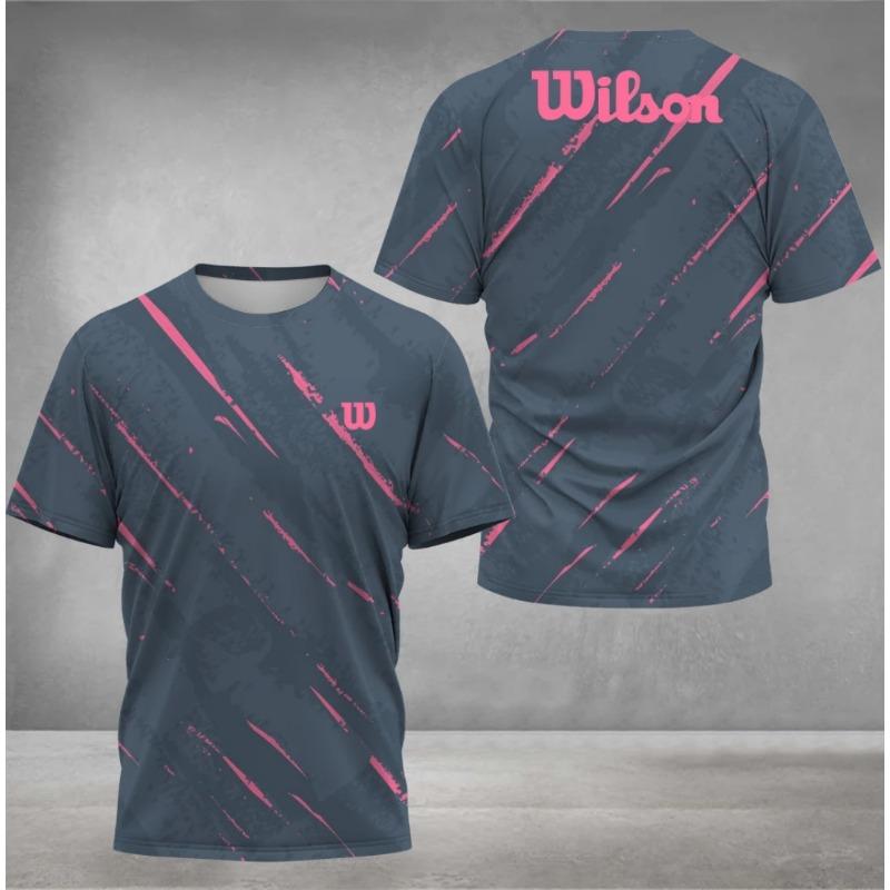 2026 men's W-letter printed casual quick drying sports top outdoor men's soft and breathable round neck T-shirt