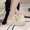 Muffin Thick-soled Heightening Little White Shoes Bag Head Half Slippers Women's 2025 New Spring and Autumn One-pedal Office Casual Board Shoes