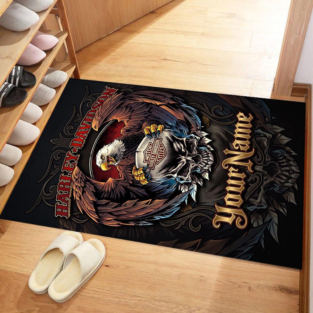 Harley-davidson Motorcycles Customize Text Floor Rug Office Rug Perfect for Kitchen Dining Room Decorate room Hallway Anti-slip Rug Office home decor