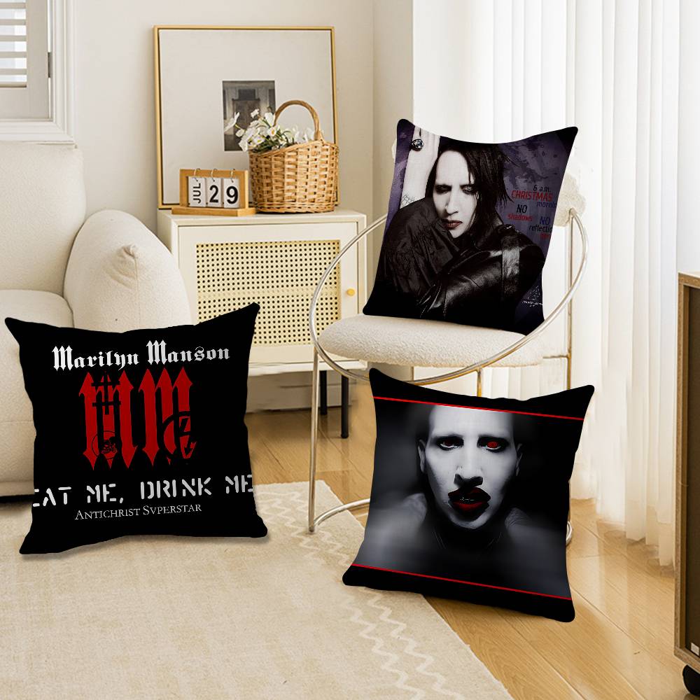 Classic Rock Band MMarilyn MManson Pillow Gift Home Office Decoration Bedroom Sofa Car Cushion Cover Case 45x45