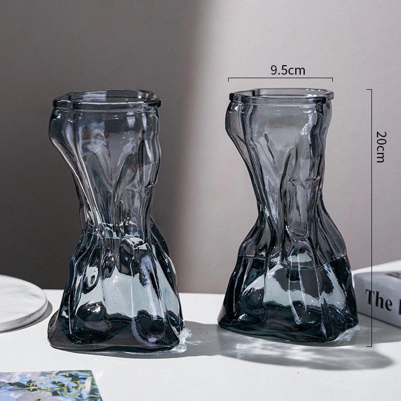 Creative Slanted Neck Glass Vase for Home or Office Decor
