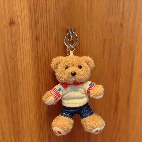 6 Inch Plush Bear Keychain Cartoon Bear Bag Charm Cute Stuffed Animal Keyring for Backpack Handbag Keys Hanging Accessories