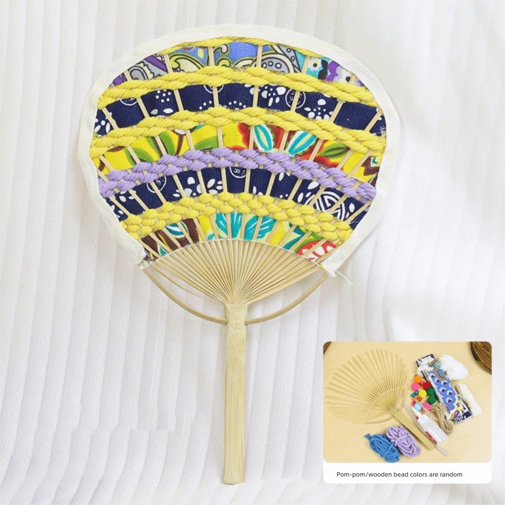 

Traditional Ethnic Style Fan Romantic Circular Fan Home Decor DIY Material Pack Kindergarten Style D
