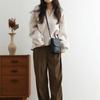 Autumn and Winter Japanese Pullover Solid Color Loose V-neck Lantern Long-sleeved Sweater Jacket Women