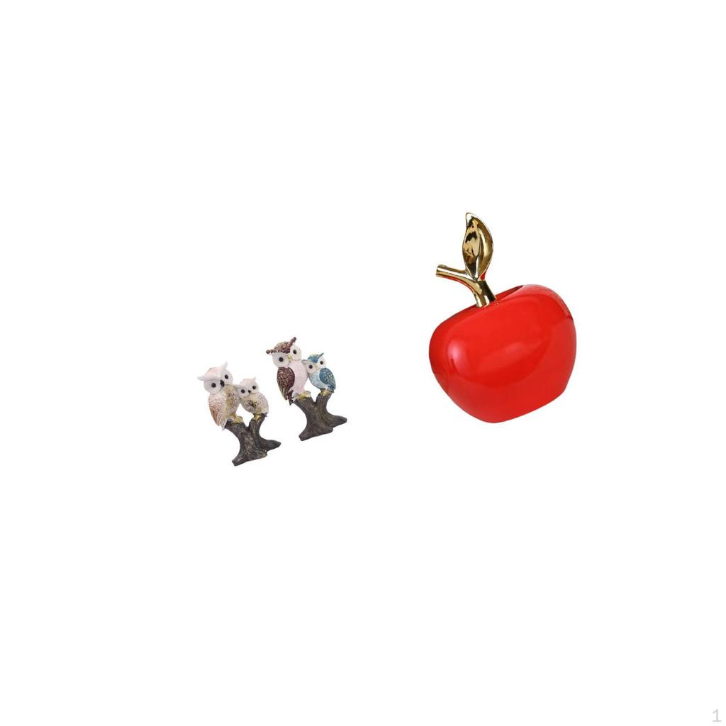 Owl And Figurine Sculpture Realistic Animal Fruit Desktop Decoration for Office Living Room Cafe