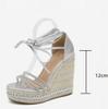 Fashion Platform High Heel Platform Sandals Women'S Summer New Straw Braid Waterproof Strap Fashion Open Toe Platform Women'S Shoes