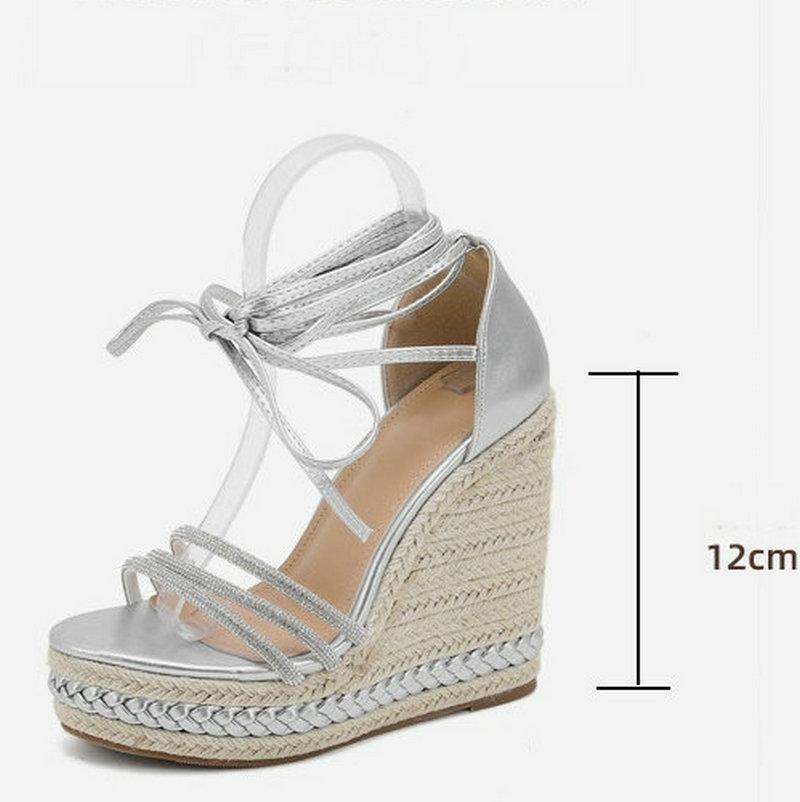 Fashion Platform High Heel Platform Sandals Women'S Summer New Straw Braid Waterproof Strap Fashion Open Toe Platform Women'S Shoes