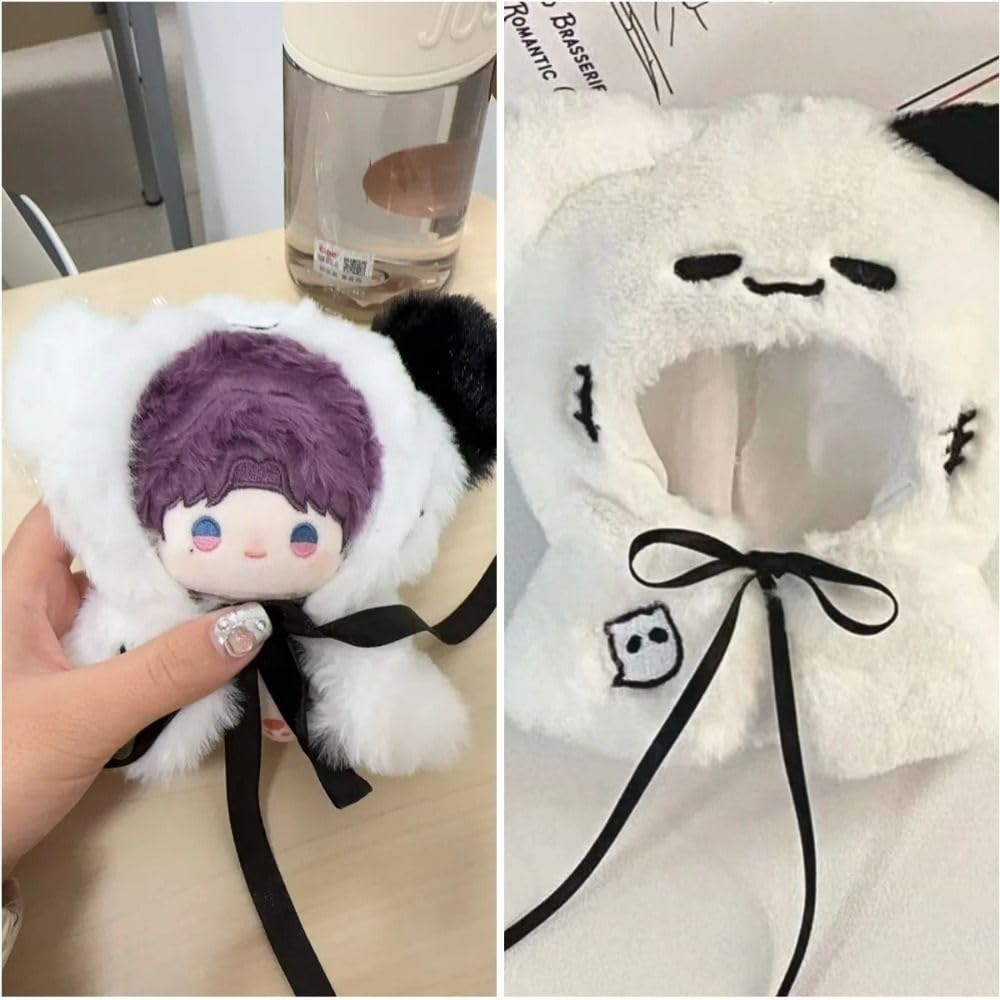 EZBUYGO 10cm Cute Cartoon Doll Plush Toy White Ghost Cloak Toy Accessories Cotton Stuffed Animal Dress Up Clothes