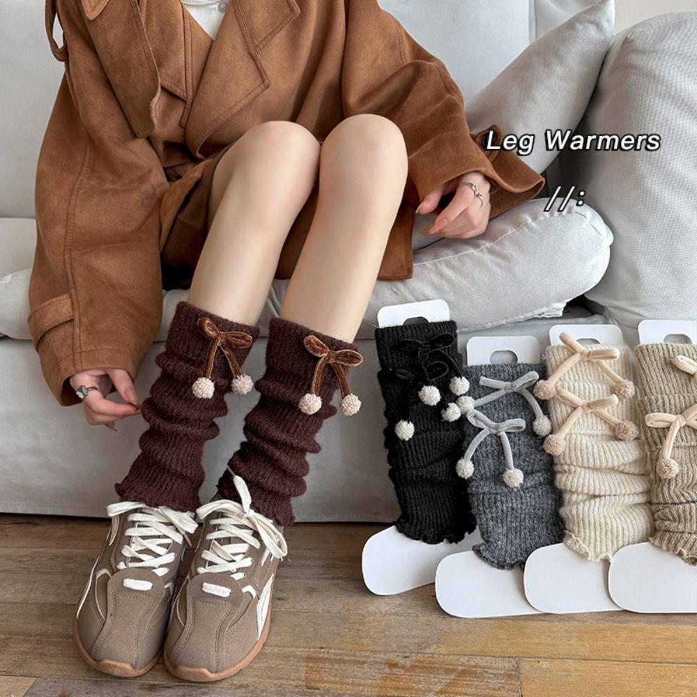 Thickened Knitted Foot Cover Solid Color Crochet Socks Boot Cuffs Spring, Autumn and Winter