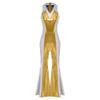 Womens Disco Jumpsuit 70s 80s Style Lapel V Neck Sleeveless Metallic Shiny Flared Pants Romper
