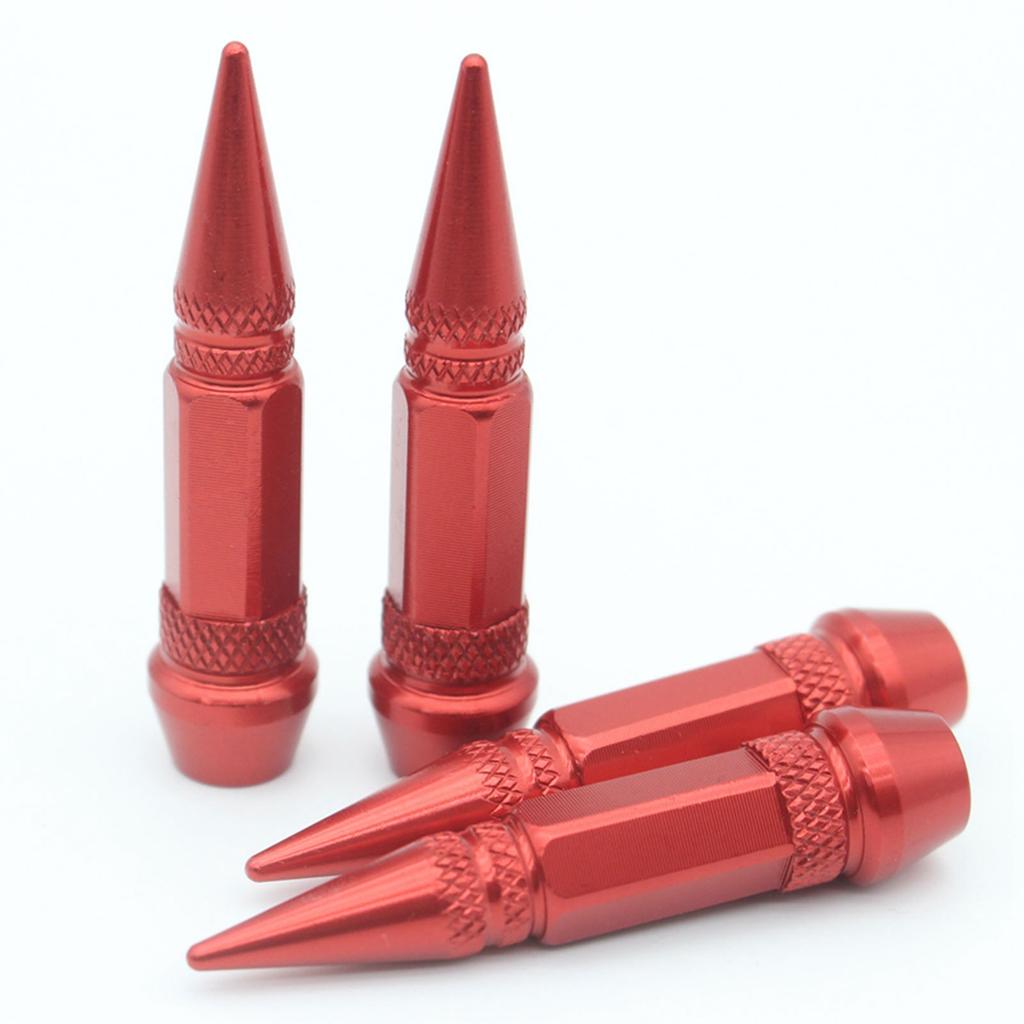 4 Stück 60mm Reifenventilkappen Edelstahl Spitze Rad Reifenventil Schaftabdeckung für Auto Motorräder Fahrräder Rot
