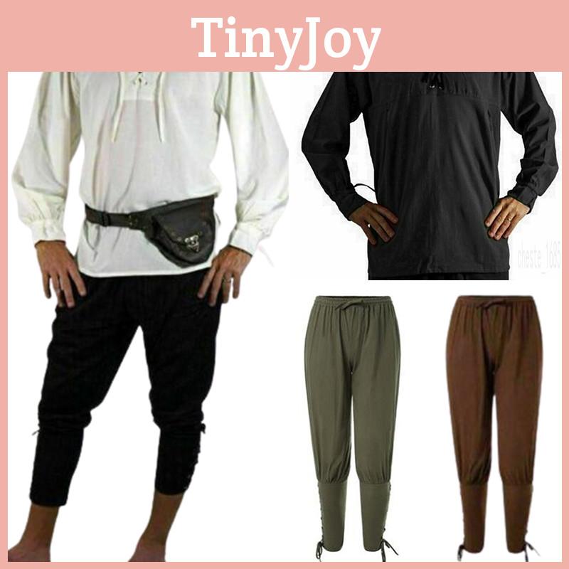Halloween Renaissance Mittelalter Pirat Ritter Cosplay Kostüm Herren Hemd Hose Oberteil