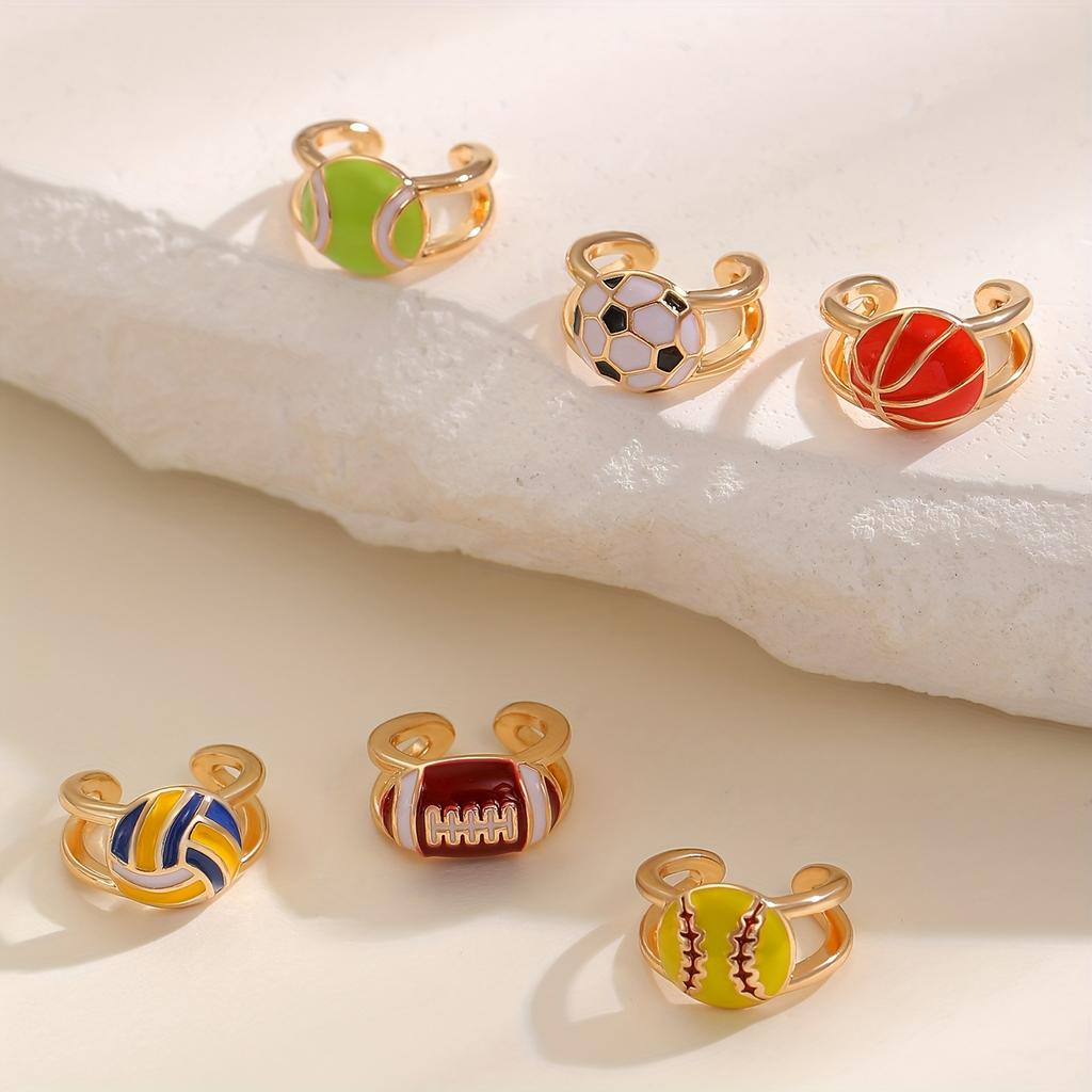 A Minimalist And Stylish Sporty Football, Basketball, Rugby, And Volleyball Ear Clip Suitable for Everyday Wear, Exquisite And Versatile