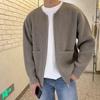 Autumn/Winter 2024 Men's Stylish Loose Knit Cardigan - Solid Color, Casual Trendy Style