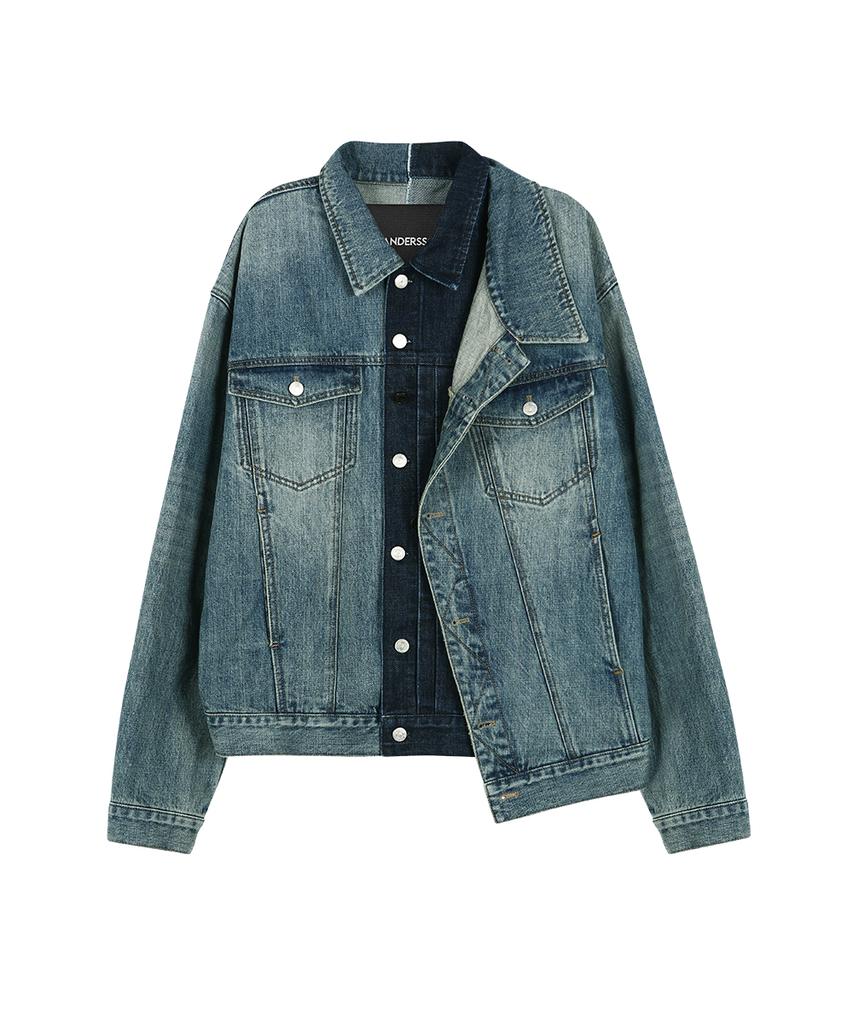 Adsb Andersson Bell Unisex Asymmetric Layered Denim Jacket Awa747U(Blue)