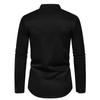 Cozy Up Men Color Block Tops Casual Long Sleeve Tunic Round Henry Collar Shirts