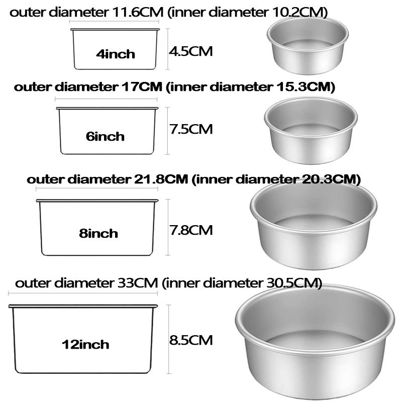 4pcs Round Cake Mold Aluminium Bakeware with Removable Base for Cake Baking Party Birthday Cake Cake Baking Tray Bakery Tools