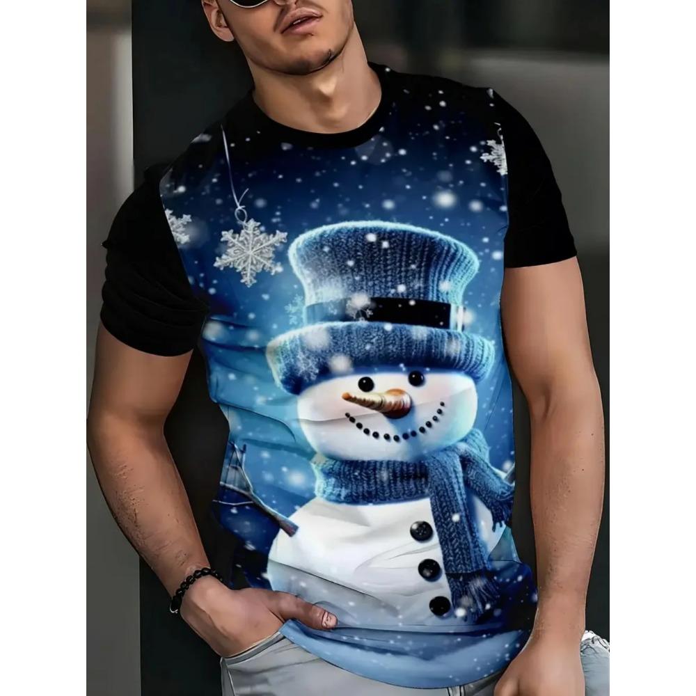 2026 Christmas Santa Claus 3D Print T Shirt for Men Casual Short Sleeve