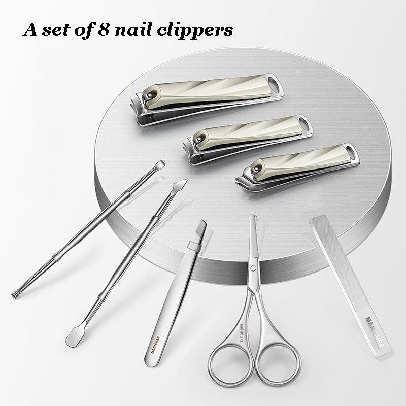 Stainless steel nail clipper set, home nail clippers, nail grooves, eagle-beak nail clippers, pedicure and nail care tools