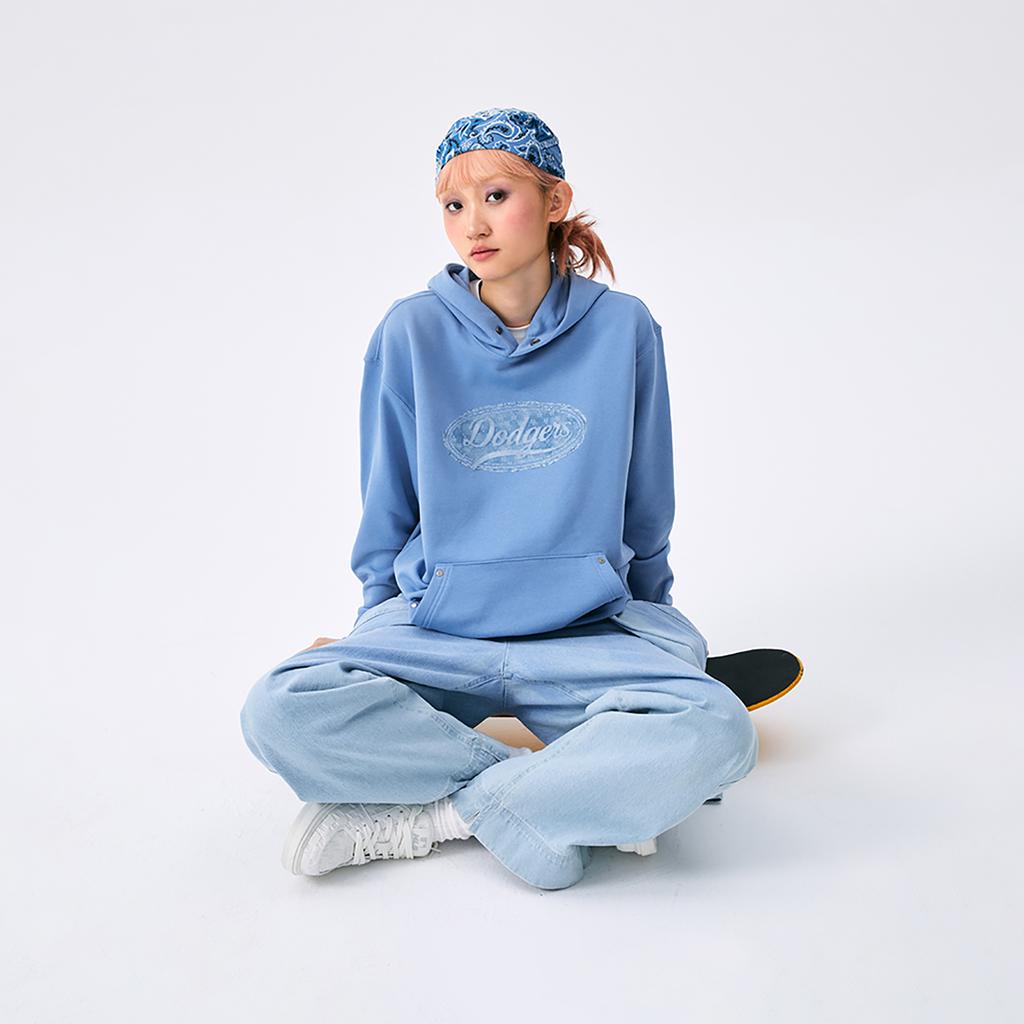 New MLB MONOGRAM Monogram Collection Los Angeles Dodgers SS25 Sweatshirt Unisex Dark Sky Blue 3AHDM0551-07SBD