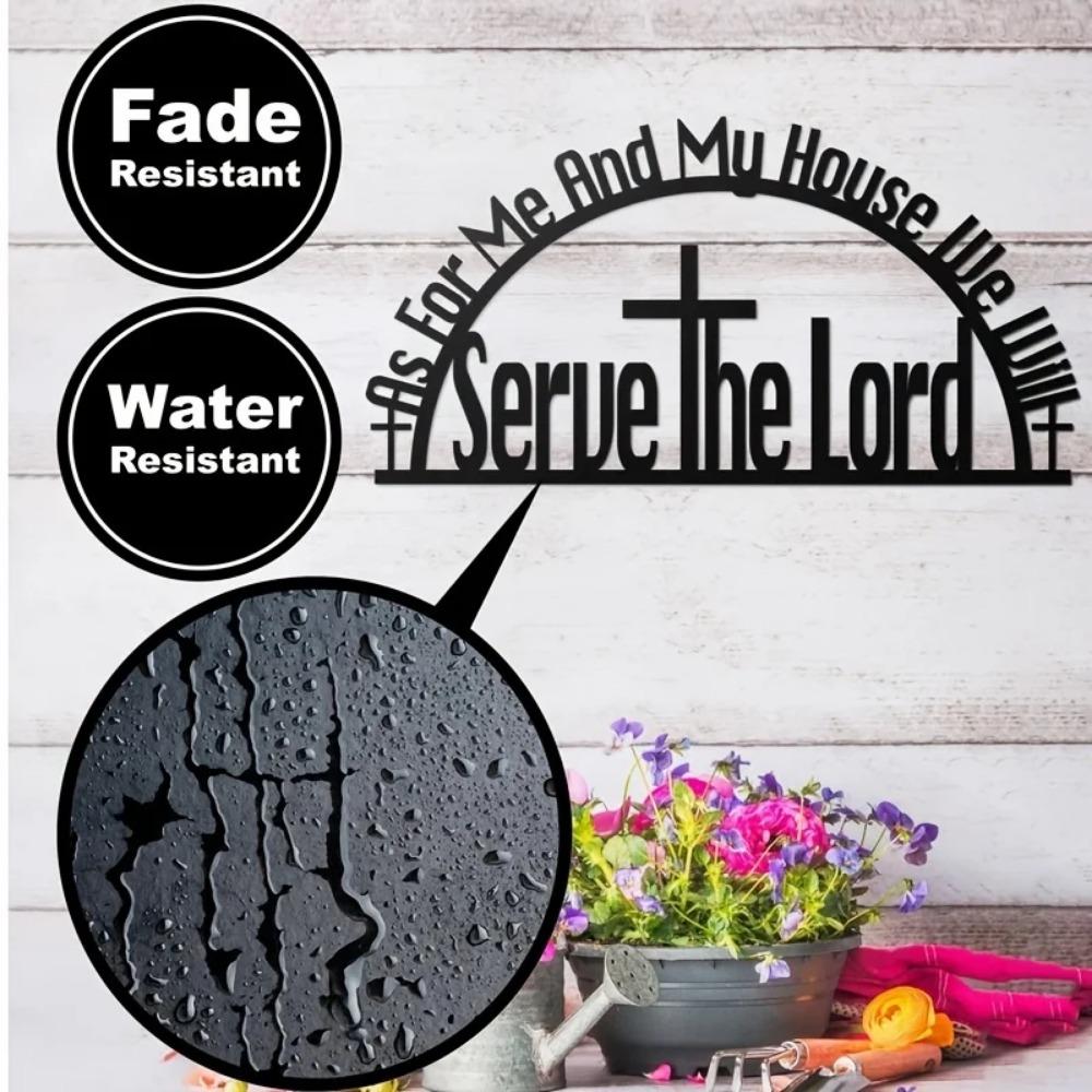 As For Me and My House Sign - Decorazione murale in metallo nero con versetto della Bibbia, arte murale di ispirazione cristiana per la casa