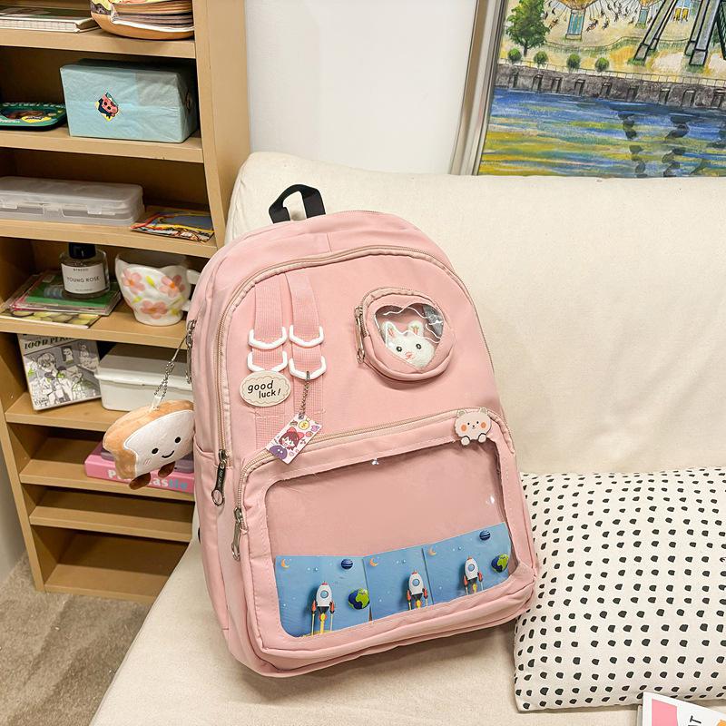 School bag, student bag, large capacity, shoulder back, high value backpack, new primary school students simple and cute pain bag