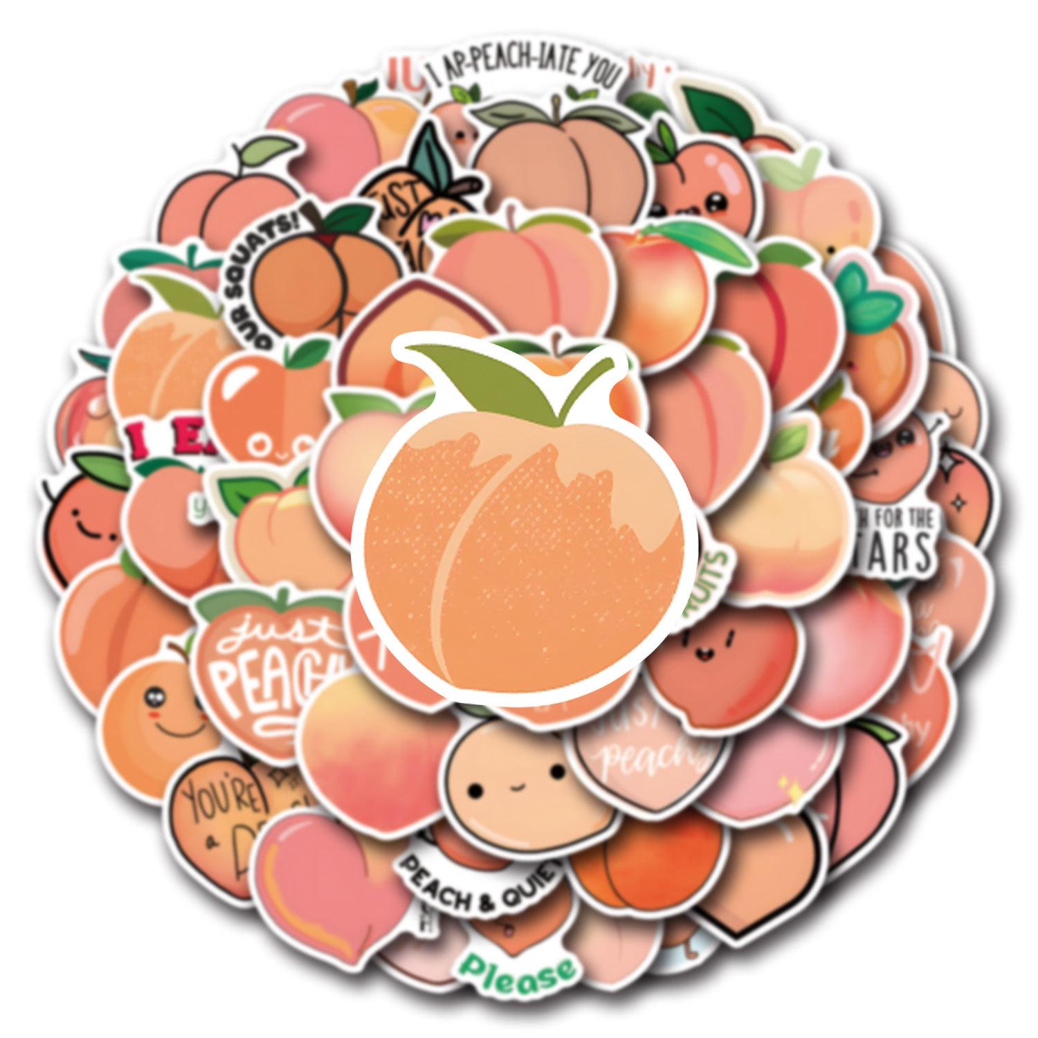 

55 New Peach Fruit Graffiti Stickers Decorative Skateboard Suitcase Helmet Stickers