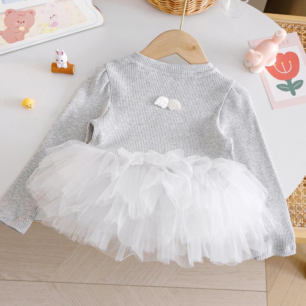 Girls' Cartoon Lace Trim Long-Sleeve T-shirt - Autumn Fashion Casual Top, Versatile Children's Clothing for Age 3