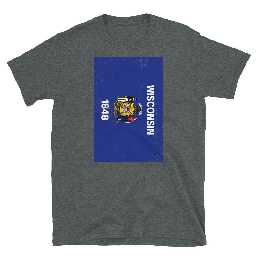 

Wisconsin State Flag United States of America Short-Sleeve Unisex T-Shirt 2XL