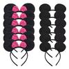 12 Stück Mausohren Stirnband Mädchen Festival Stirnbänder Schwarze Pailletten Schleife Haarband Kinder Geburtstagsfeier Haarschmuck Geschenk