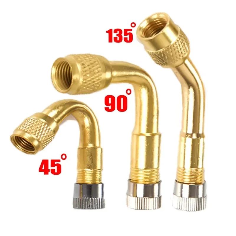 Motorcycle 45 90 135 Degree Angle Bent Valve Adaptor Golden Silver Tyre Tube Valve Extension Adapter for Truck Car Motor Bike