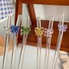 1pc 8mm Glass Straw, Reusable Drinking Straws Cute Butterfly Heat-Resistant Straw For Festival Party Wedding Cocktail Bar Beachs