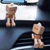 Wooden Man Car Dashboard Decoration Wobbling Robot Wood Human Figure Decor Funny Ornament Display Sculpture Ornament