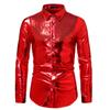 Mens Sequin Long Sleeve Shirt Party Nightclub Dance T-Shirt Shiny Button Tops