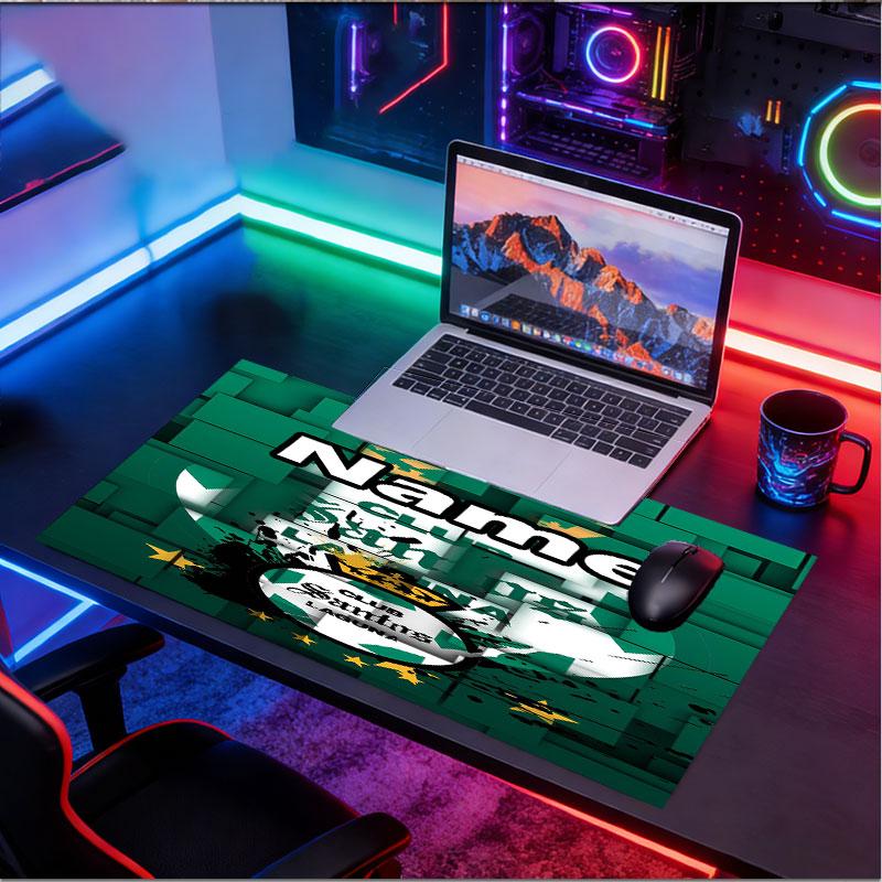 Custom Name Personalized Club Santos Laguna Pattern Mousepad, Laptop PC Desk Mat, Decorative Desk Mat for Home Keyboard Pad Gift