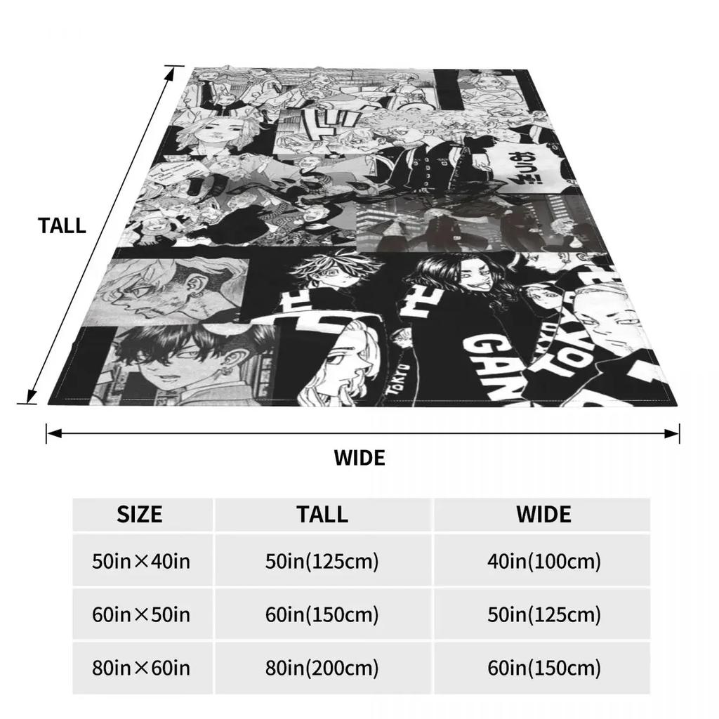 Plaid Tokyo Revengers Blankets Sofa Cover Coral Fleece Plush All Season Anime Throw Blankets for Bedding Outdoor Bedding Throws