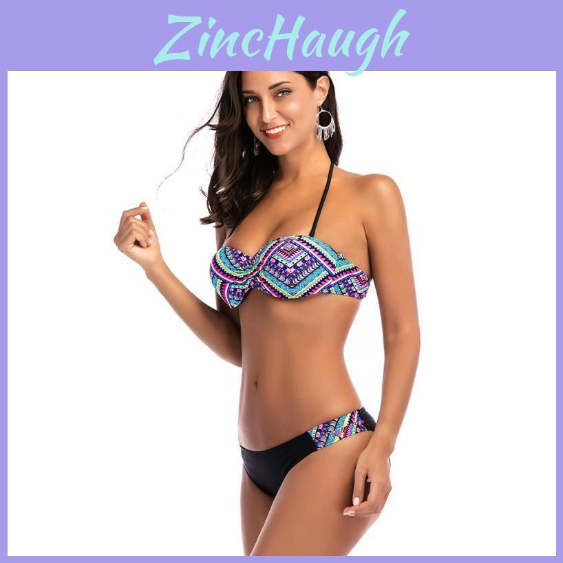 Retro Summer Beach Striped Print Swimwear With Premium Quality Fabric And Timeless Design