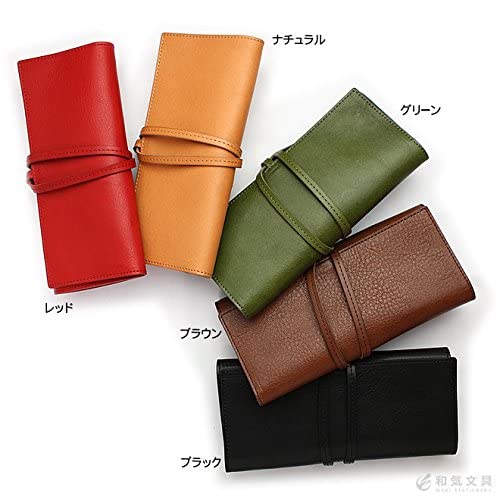 Wake Stationery Original Genuine Leather Pen Case Roll Type Tochigi Leather Made In Japan Red