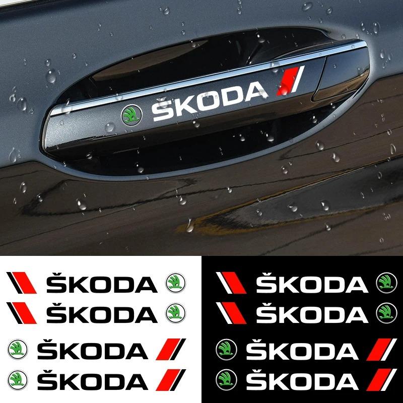 VMAD6 Set of 4 Anti-Scratch Door Handle Protector Decoration Sticker For Skoda Octavia A7 VRS Kodiaq Karoq Superb Yeti Fabia Rapid