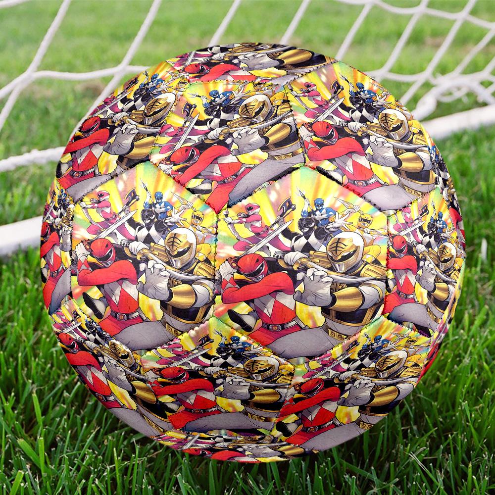 Mighty Morphin Power Rangers Print Size 5 Soccer Ball, Standard Match Football for Sports Game and Team Practice, Ideal Gift for Soccer Fans