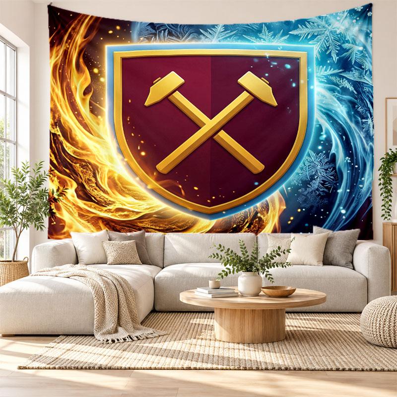West Ham United Football Wall Tapestry, Soft Fabric Wall Hanging, Decorative Backdrop For Bedroom Home Wall Art