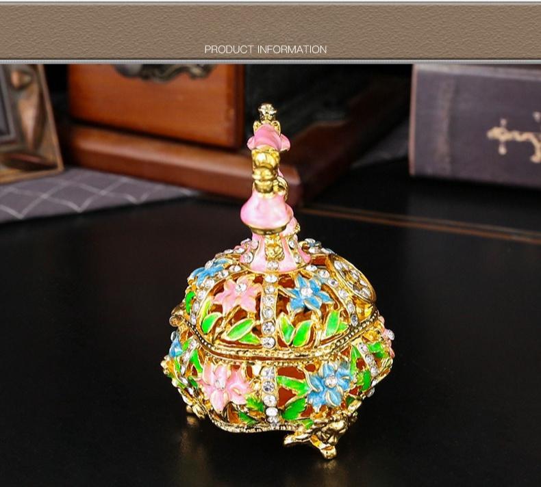 Vintage telephone crafts enamel color inlaid diamond hollow jewelry box flip cover home dressing table small ornament storage