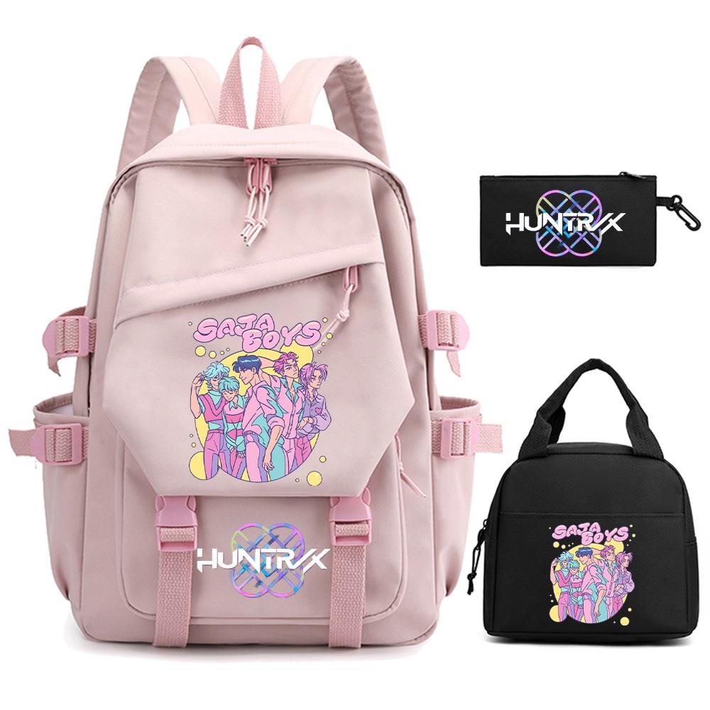 3Pcs/set K-pop Demon Hunters Printed Backpack for Teenger Boy Girl Large Capacity Schoolbag Children Student Bookbag Women Waterproof Travel Bag