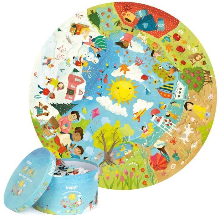Puzzle rond Saisons - boppi - 150 pièces - Carton 100% recyclé - Diamètre 58cm