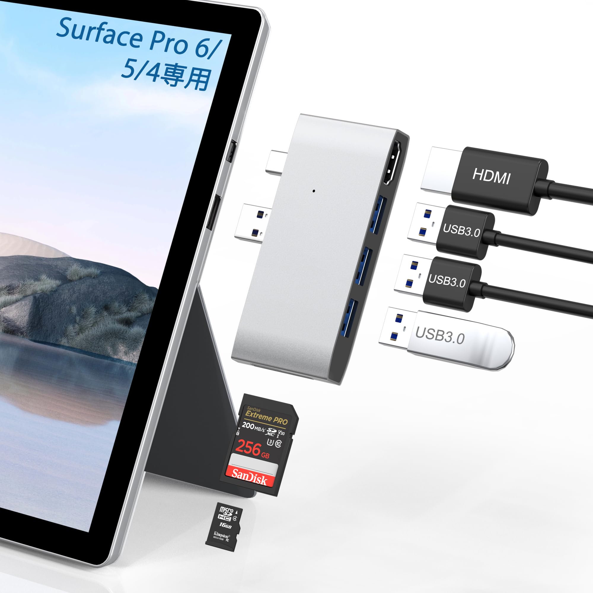 

Surface Pro 6 5 4 USB-концентратор HDMI-порт x2 слот для карты Высокоскоростная передача данных Surface Pro Hub Surface Pro Pro Pro 4 Conversion Dog /Pro /Pro 4K@30Hz