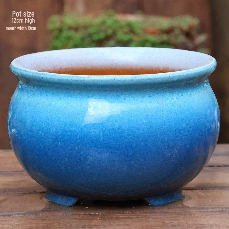 Stor Handgjord Keramik Kruka för Suckulenter och Grönska, Andningsbar Lerkruka i Lila Lera