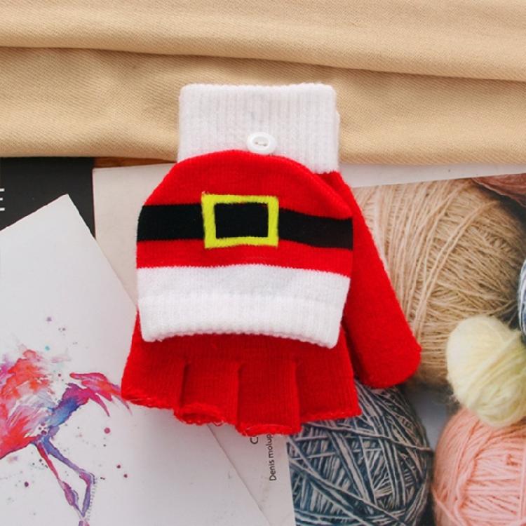 Soft Winter Gloves Warm Mitten Flip Half&Full Finger Christmas Convertible Glove